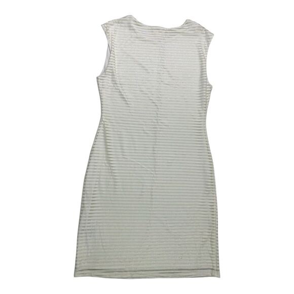Anthropologie Silence + Noise White Striped Sparkly White Layered Dress Mini Med - Picture 5 of 12